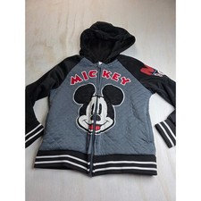Disney Mickey Mouse Kids Quilted Full Zip Hoodie Grey Black Size 5 685740
