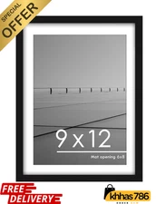9X12 Picture Frame Black Display Photos 9X12 Wood Picture Frame 6X8 with Mat