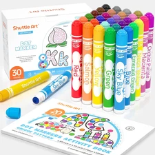 Shuttle Art Dot Markers, 30 Colors Washable for Toddlers with Free Activity Book