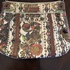 Sakroots Peace Women's Multicolored Floral Print Crossbody Bag With Owl Charm