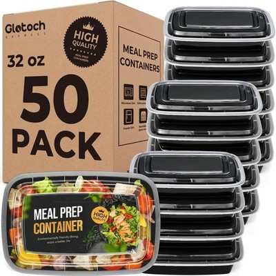 Glotoch Meal Prep Containers 32oz 50 Pack(100 Piece) with Lids, Plastic Food ...