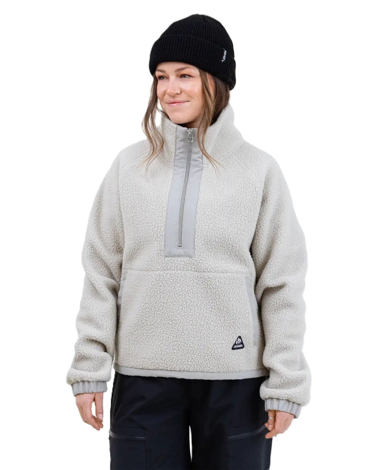 Jones Campfire Recycled Sherpa Women's Sweatshirt, Smoke Gray, Large
