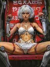 original drawing 30 x 40 cm 339AG artwork pastel modern woman cyberpunk