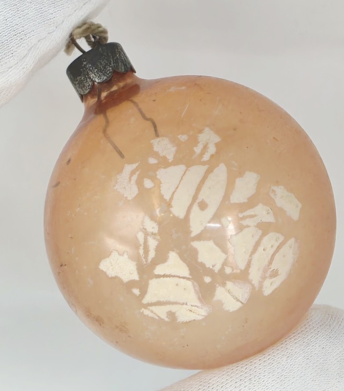 Vgt Marks Bros. Unsilvered Christmas Ornament Orange Stencil 1940s-50s HTF 