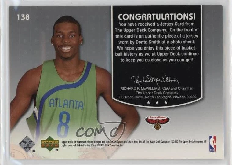2004-05 SP Signature Edition Retro Remnants /499 Donta Smith #138 Rookie RC - Image 2 of 2