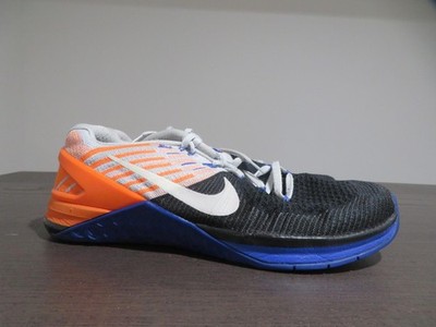 Nike Metcon DSX Flyknit Shoes Mens Size 9 Black Orange Cross Training 852930-008