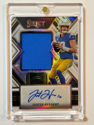 2022 Select Justin Herbert Auto #JUS-JH Jumbo Sig Swatch White Prizm #/75