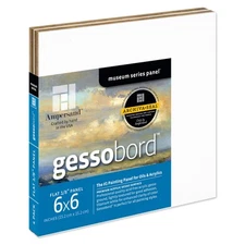 Ampersand Gessobord Museum Quality Hardbord Panels Pack of 4 6x6 Inch