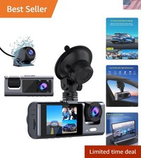 3 Channel Dash Cam Car Camera Front Rear Inside 1080P Night Vision Loop