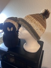 Handmade Knitted Sleepy Bear  Matching Child  s Beanie