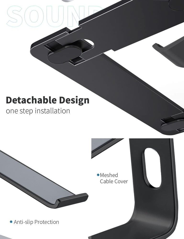 Sleek Aluminum Laptop Stand for Ergonomic Desk Setup with Adjustable Height