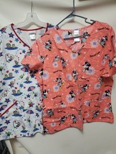Disney Minie Mouse And Frogs Womens Nurse Medical Scrub Care Giver Size L