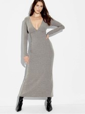 Women's Cozy Long Sleeve Maxi Empire Waist Dress - Wild Fable Gray Large