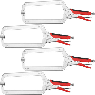 4 PCS 18 Inch C Clamp Locking Pliers, Heavy Duty C Clamps with Swivel Pads and R