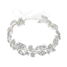 Rose Gold Wedding Headband Flower Leaves Design Hair Vine Bridal Headpiece We...