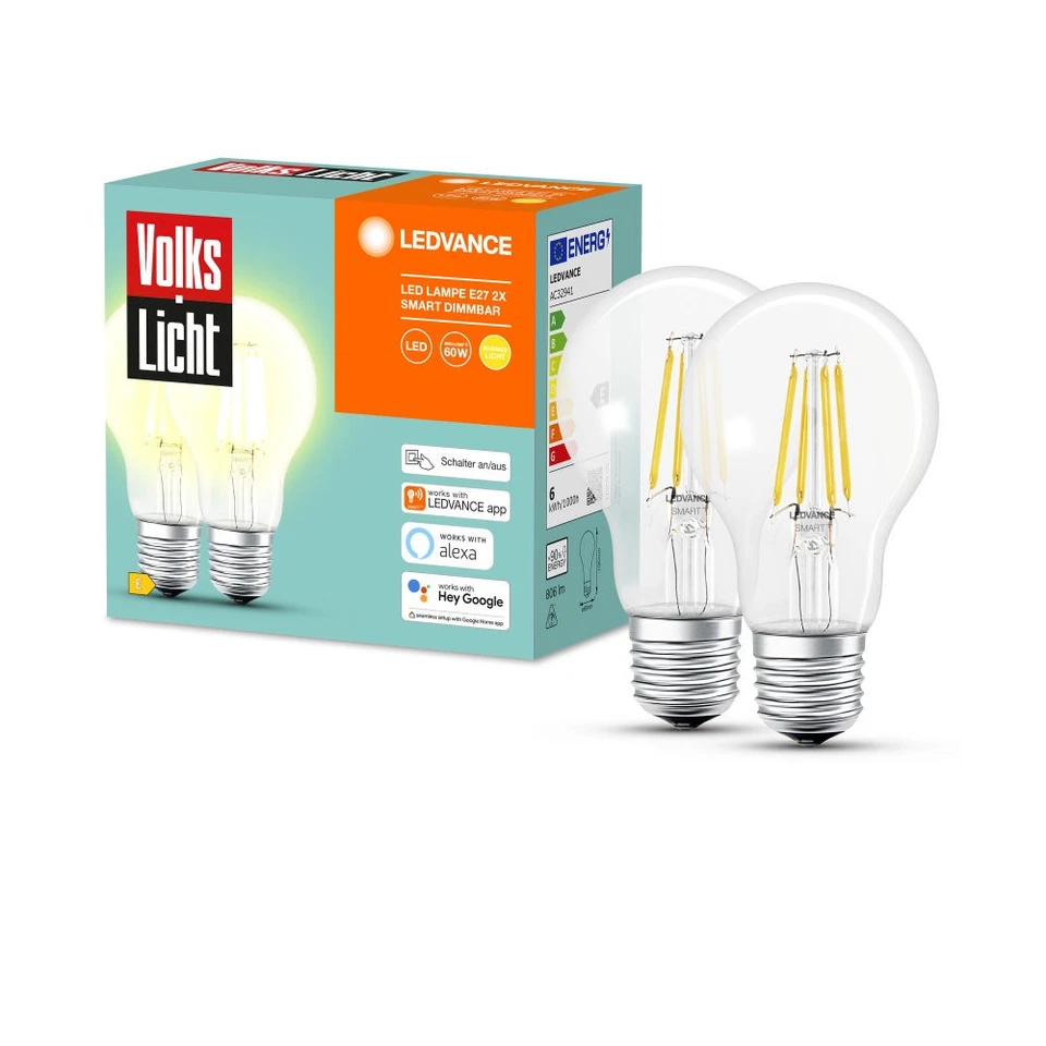 6 x Ledvance LED Filament Smart+ 6W E27 klar warmweiß dimmbar Alexa Bluetooth - Bild 2 von 4