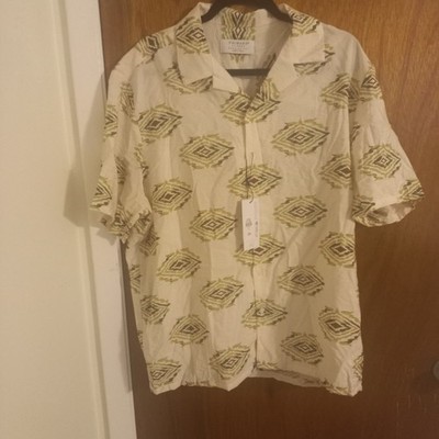 Men s Primark Ethnic Button Down Shirt Sz XL Multicolor Short Sleeve Shirt NWT