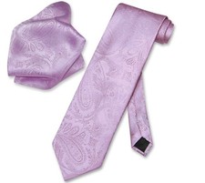 Vesuvio Napoli Lavender PAISLEY NeckTie Handkerchief Matching Mens Neck Tie Set