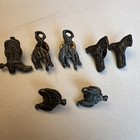 Vintage Lot of 7 Western Themed Metal Pins Collection Pewter Boot Saddle Horse — photo 1