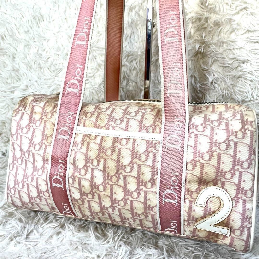 Christian Dior Pink Monogram Trotter Boston Bag with Logo Strap