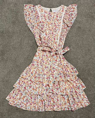 BNWOT Tokito Races Formal Knee Length Floral Mini Dress Tie Up Waist - Size 10