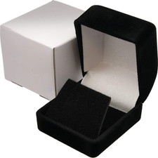 Black Velvet Stud Earring Box Display Jewelry Gift Box Gold Trim