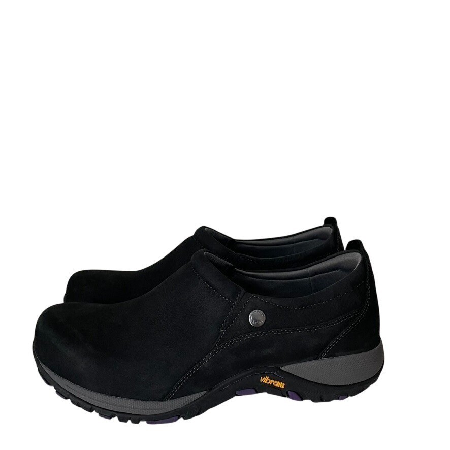 Dansko Patti Black Nubuck Leather Slip On Clogs Vibram | Womens EU 39 US 8.5-9