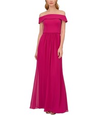 Adrianna Papell Womens Chiffon Gown Dress, brightmagenta, 2