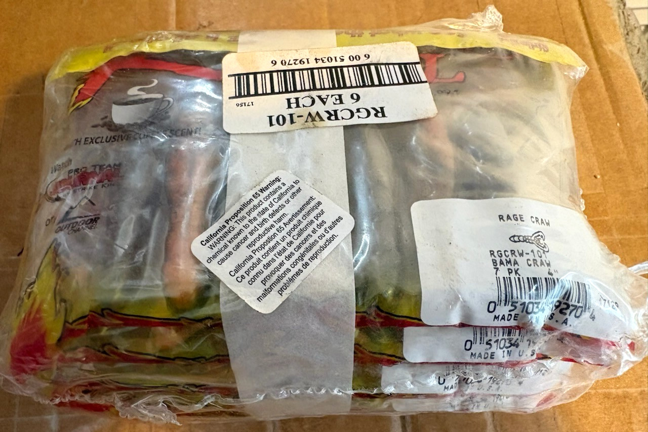 6 NEW Packs STRIKE KING LURES Fishing 4" RAGE TAIL CRAW Bulk BAMA CRAW $48 - Image 1