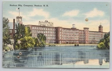 Vintage Linen Postcard Nashua Manufacturing Company NH 1930s