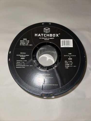 HATCHBOX ABS 1.75 mm 3D Printer Filament in Black, 1kg Spool