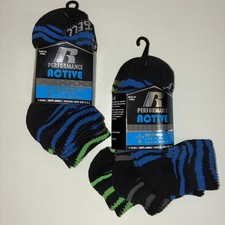 Russell Performance Dri-Power Kids Ankle Socks-Boys Shoe Size 9-2.5 3 Pairs 