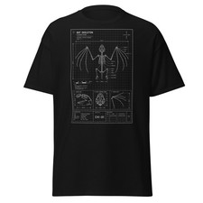 Camiseta Esqueleto Murciélago Estampado Gótico Anatomía Regalo Taxidermia Gráfico Camiseta