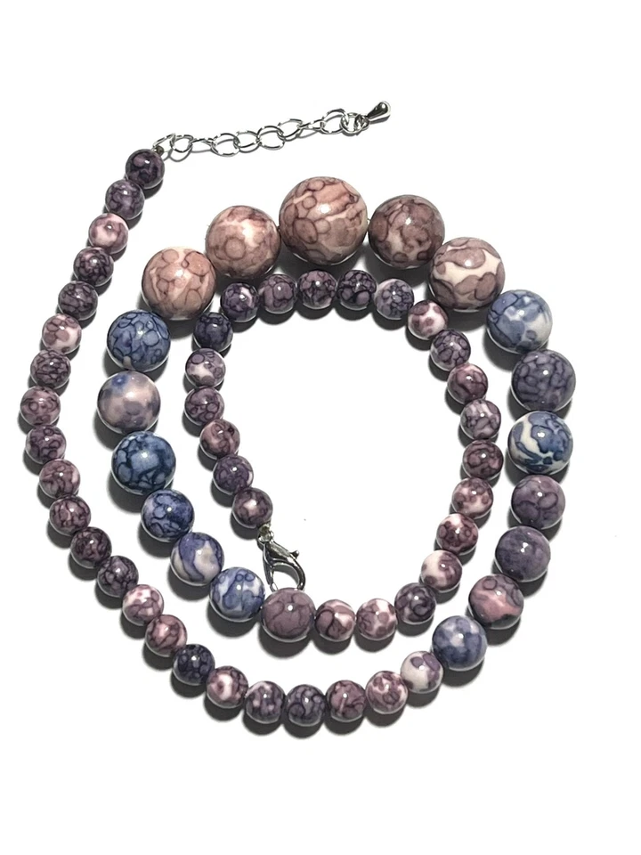 COLLANA CON PERLE A TORRE LUNGA 45 CM PIETRA  NATURALE MULTICOLORE 6-14 MM - Immagine 2 di 4