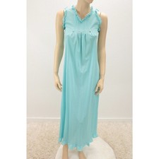 Vintage Avian Long Nightgown Jr size 7 Adult XS Sky Blue Nylon Ruffles USA