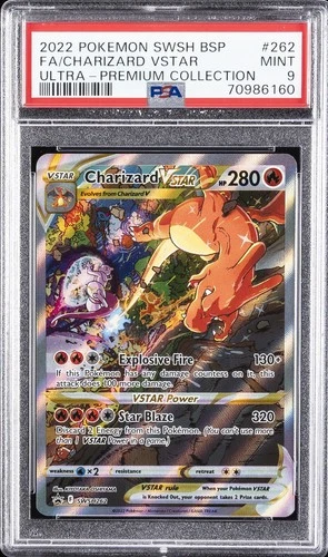 2022 POKEMON SWSH BLACK STAR PROMO #262 FULL ART/CHARIZARD VSTAR PSA 9