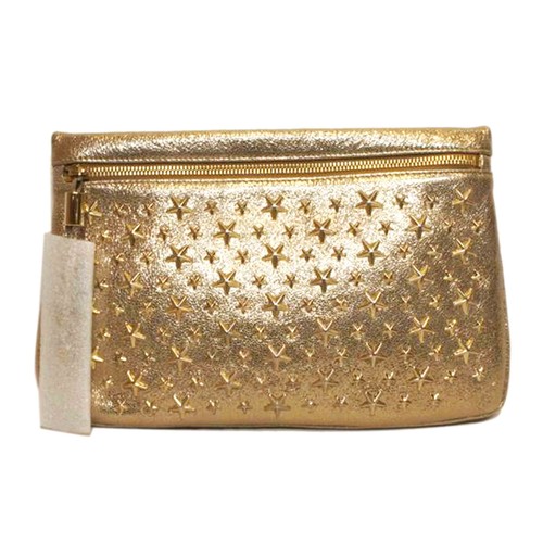 Jimmy Choo ZENA Zena Clutch Bag star studs gold lame A rank 92 Used