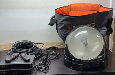 King Dish Tailgater Pro Travel Satellite W/ Wally Receiver & Cables and remote