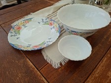ARCOPAL  2 Schalen + 1 Pizzateller weiß mit Blumenmuster  Florine