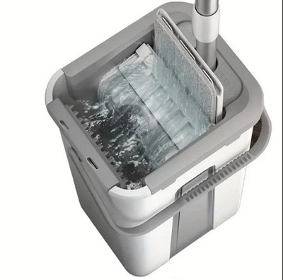 Squeeze Flat Mop Bucket Elution Separation Easy Cleaning Better Hand Wash - Grey