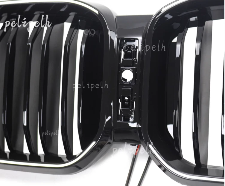 For BMW X3 X3M X4 X4M 22-2024 LED Gloss Black Double Slat Car Front Kidney Grill - Image 3 of 4