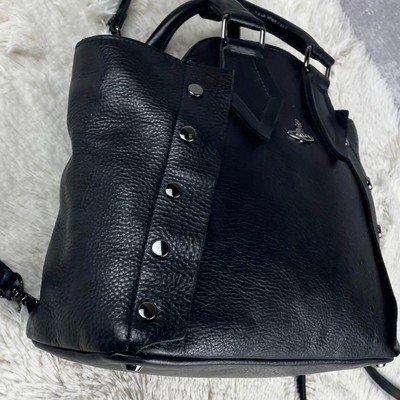 Vivienne Westwood Leather 3way Shoulder Tote Bag Black SZ 24*30 