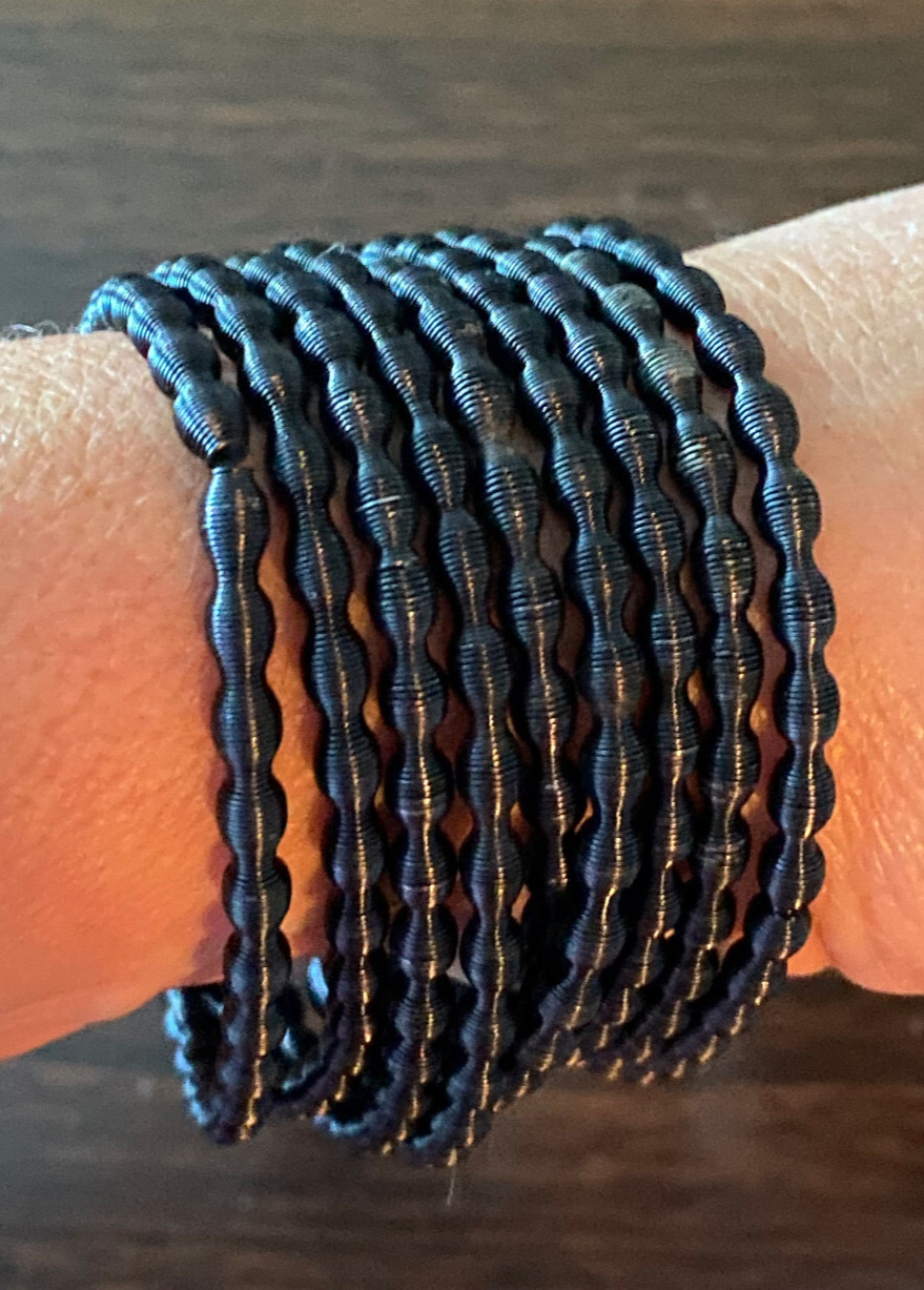 Vintage Stack-able Coiled Spring Stretchy Black L… - image 1