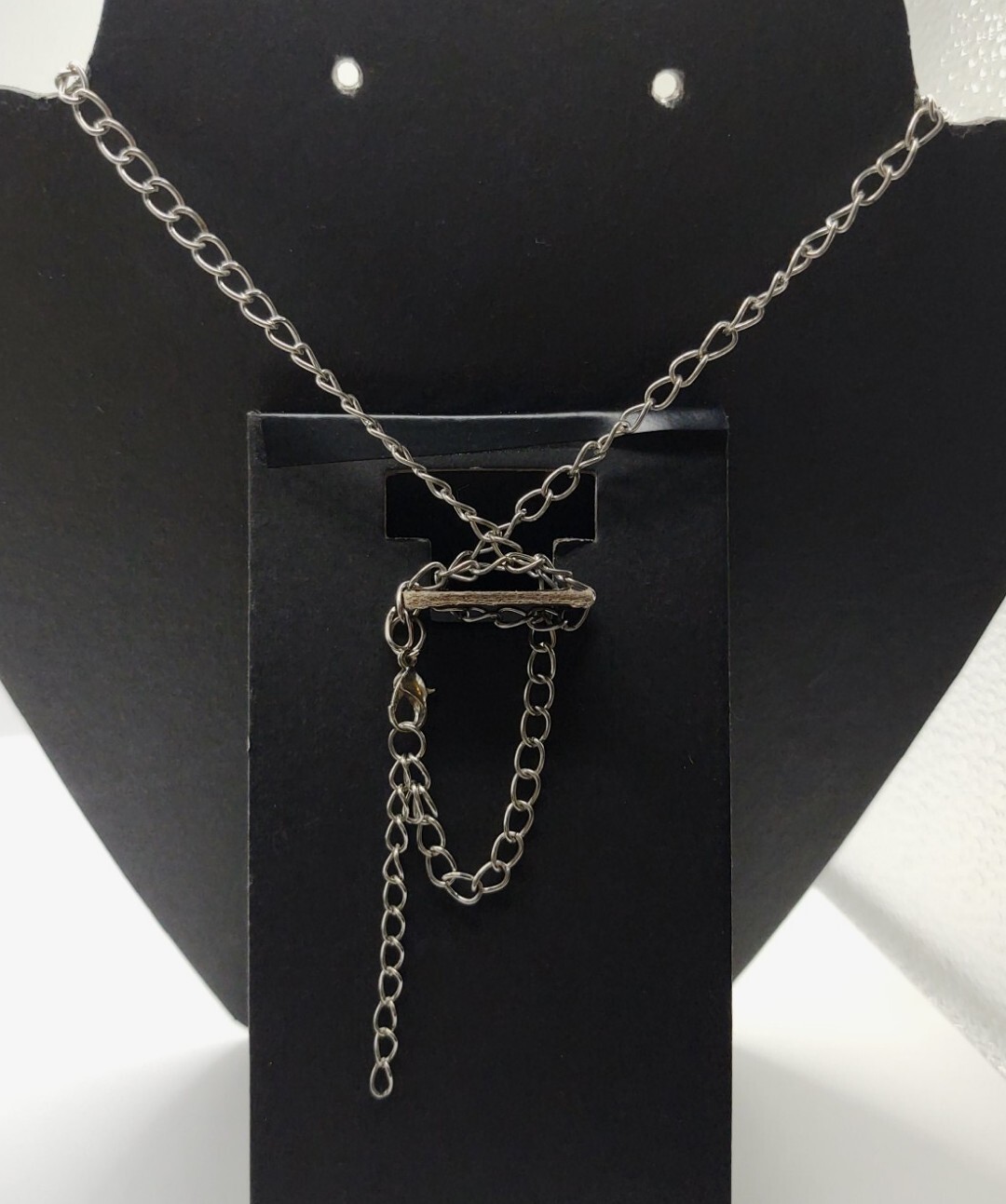 Vintage Necklace Unsigned Statement Silver Tone B… - image 5