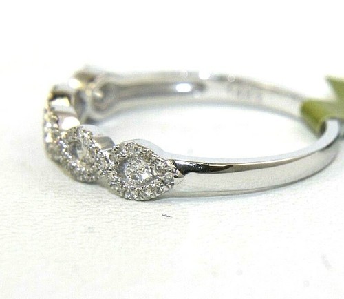 Natural Round Diamond Criss Cross Weave Cluster Ring Band 14k White Gold .36Ct - Picture 2 of 4