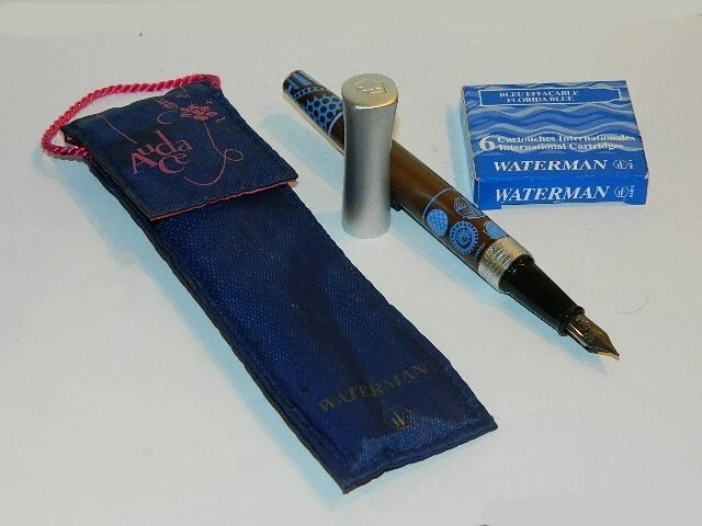 Stylo Waterman Audace Laque Noir & Champagne Motif Fleuri - Échantillon/Modèle