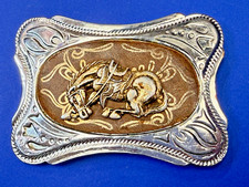End of the Trail Kneeling Laying Horse Vintage Western Belt Buckle from Japan
