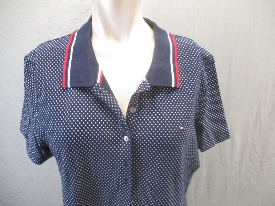 Polo manga corta TOMMY HILFIGER talla XL para mujer azul cuello 1/2 botones 225 Foto 2 de 4