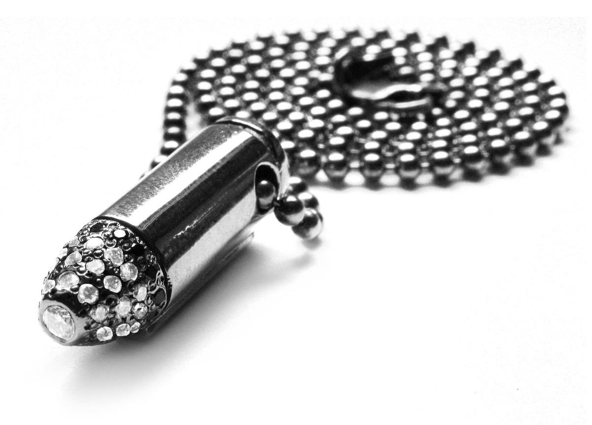 Soffer Ari 9MM Silver Bullet Diamond Chrome Pendant Sterling 925