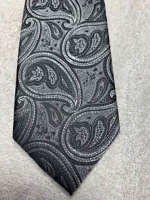 BERGAMO NEW YORK MENS TIE CHARCOAL GRAY AND GRAY 3.5 X 60